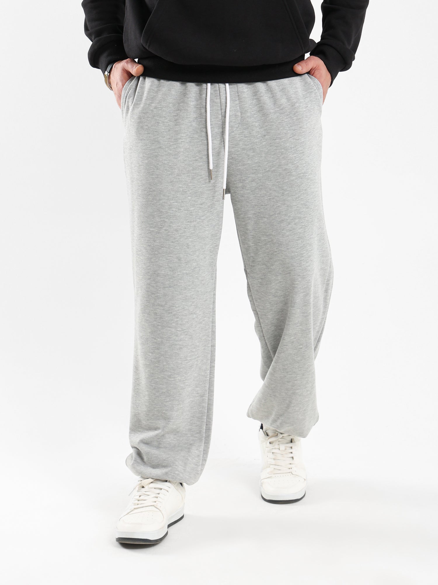 Elastic Waist Sweatpants with Ribbed Hem