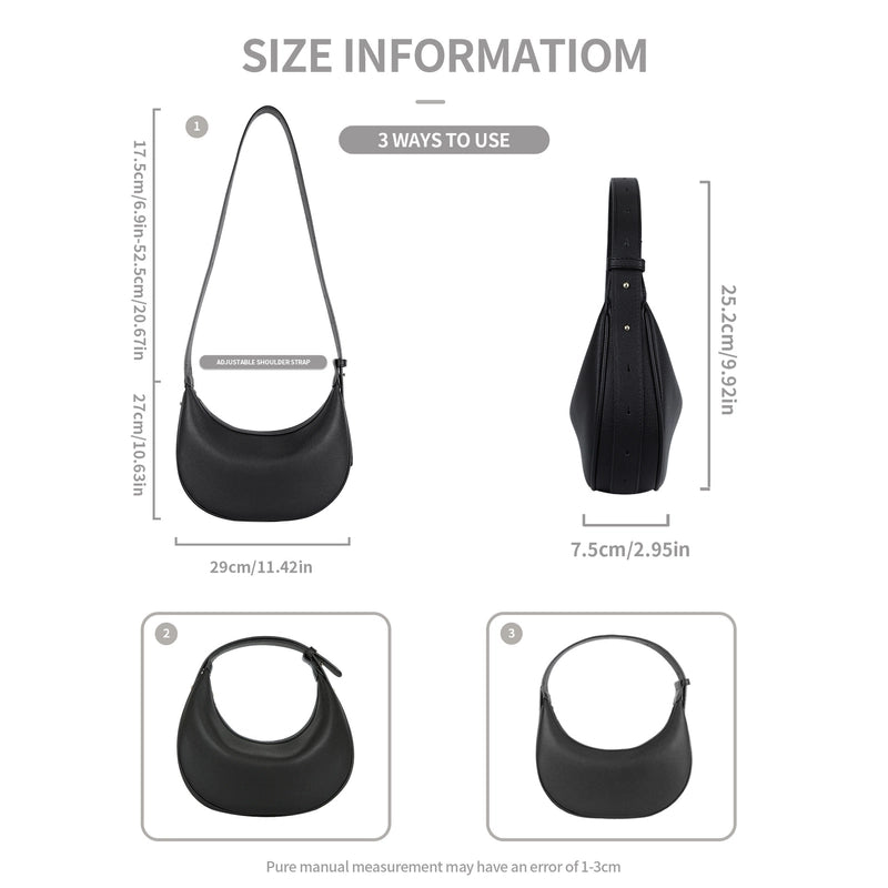 Women's Pu Leather Solid Color Basic Classic Style Dumpling Shape Zipper Underarm Bag