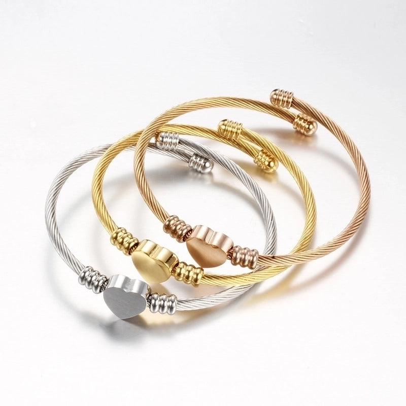 Elegant Heart Shape Titanium Steel Plating Bangle