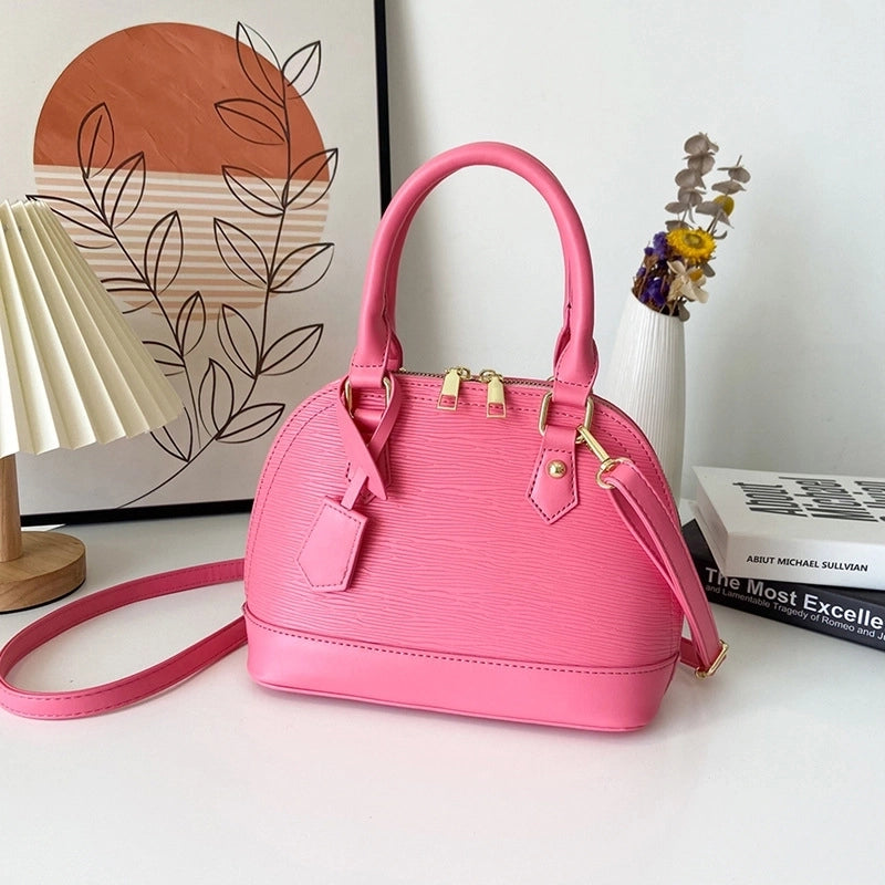 Women's Pu Leather Solid Color Elegant Classic Style Shell Zipper Shoulder Bag Crossbody Bag Dome Bag