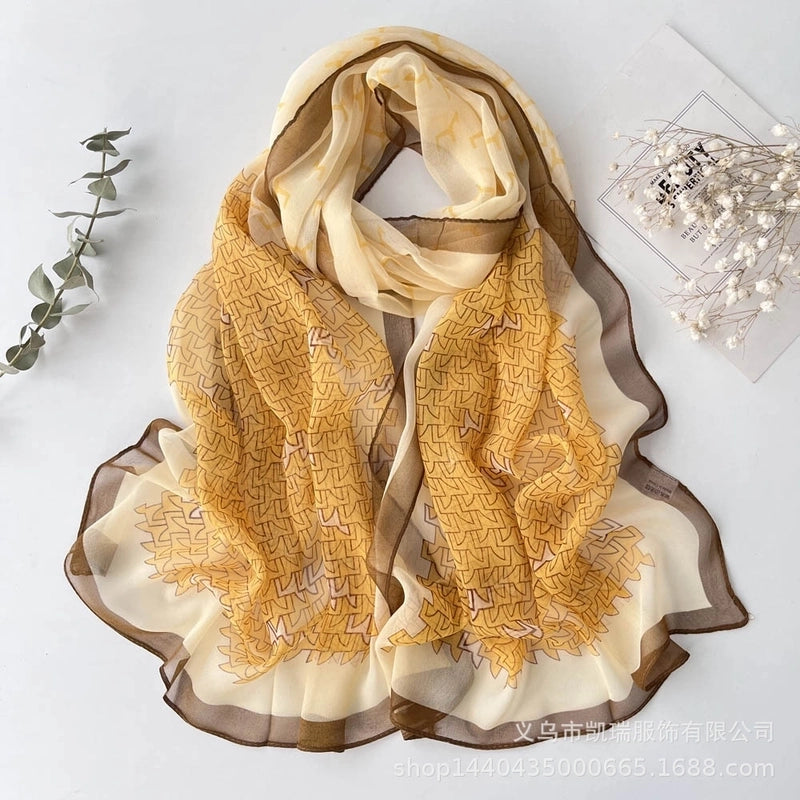 Women's Vacation Color Block Floral Polyester Silk Scarves