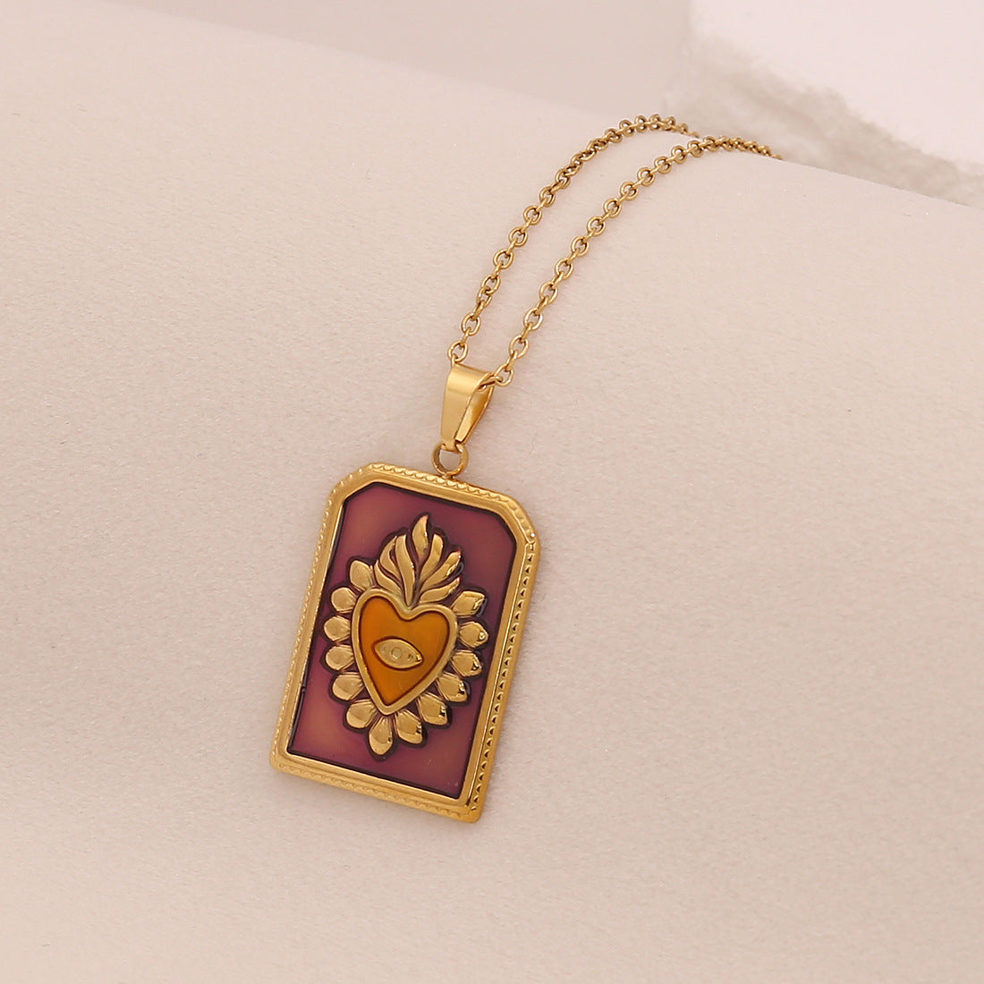 Multi-Color Love Tarot Pendant Necklace Personalized Stainless Steel Necklace N1539