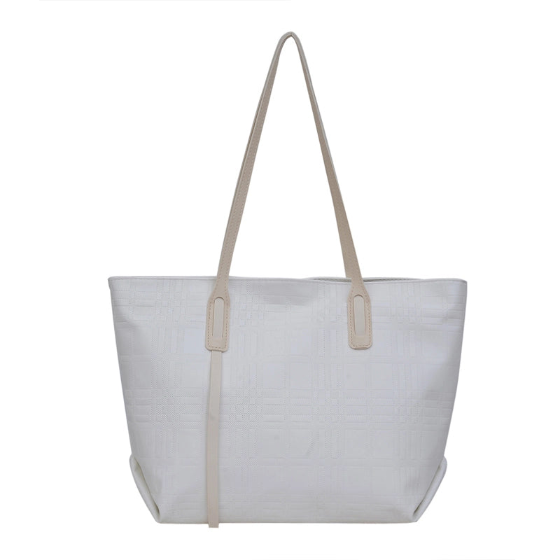 Women's Pu Leather Solid Color Streetwear Square Zipper Tote Bag
