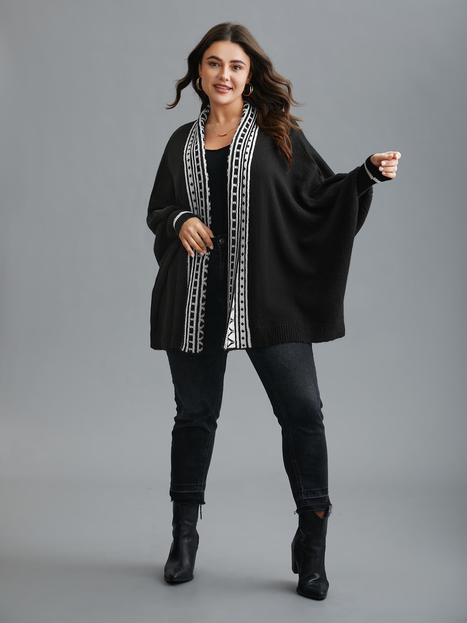 Dolman Sleeves Kimono Collar Cardigan