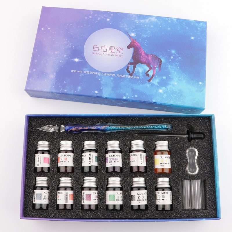2023 Calligraphy Glass Dip Pen Ink Set