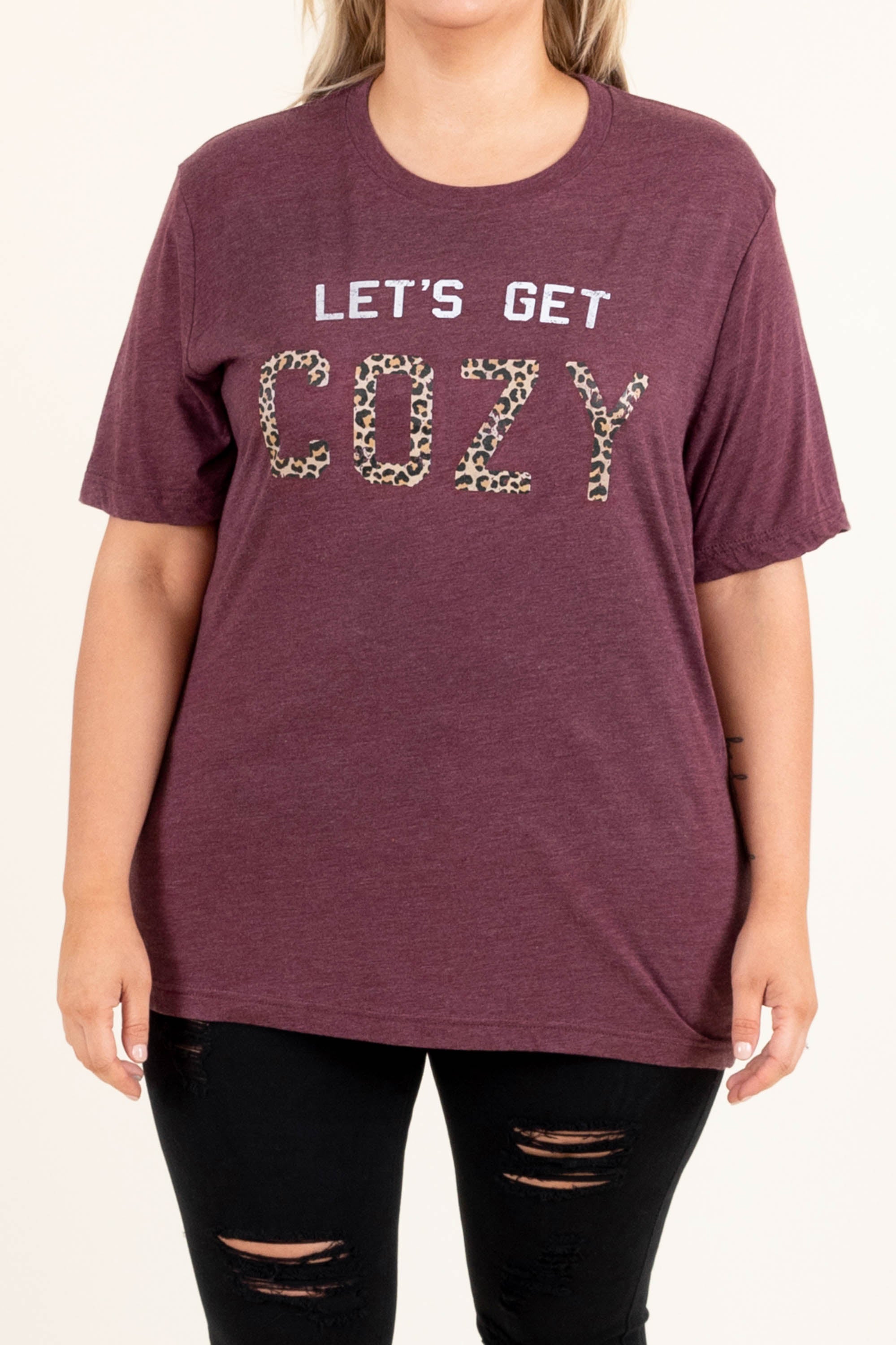 Getting Cozy Tee. Maroon Triblend