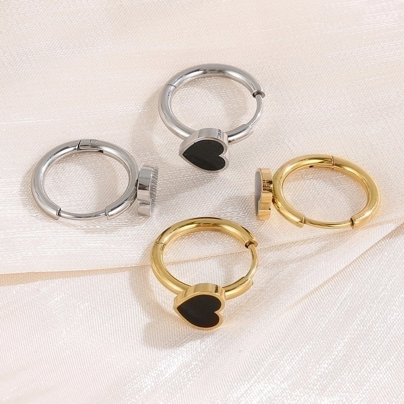 1 Pair Modern Style Minimalist Heart Shape Plating Stainless Steel 18K Gold Plated Hoop Earrings
