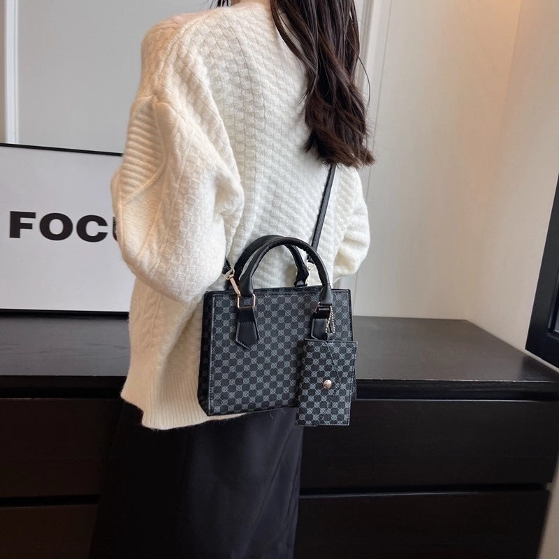 Women's Pu Leather Printing Elegant Streetwear Square Zipper Shoulder Bag Crossbody Bag Square Bag