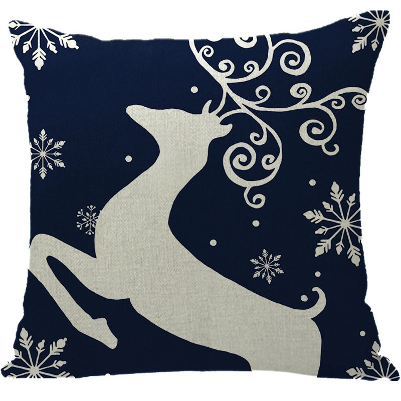 Fashion Letter Snowflake Elk Linen Pillow Cases
