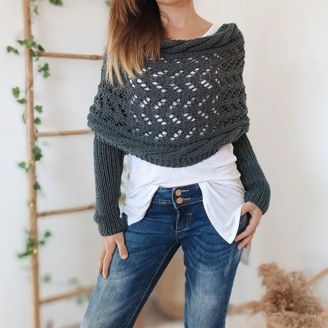 🥰HOT SALE🥰Women's Knitted Cut-Out Shawl Poncho Wrap