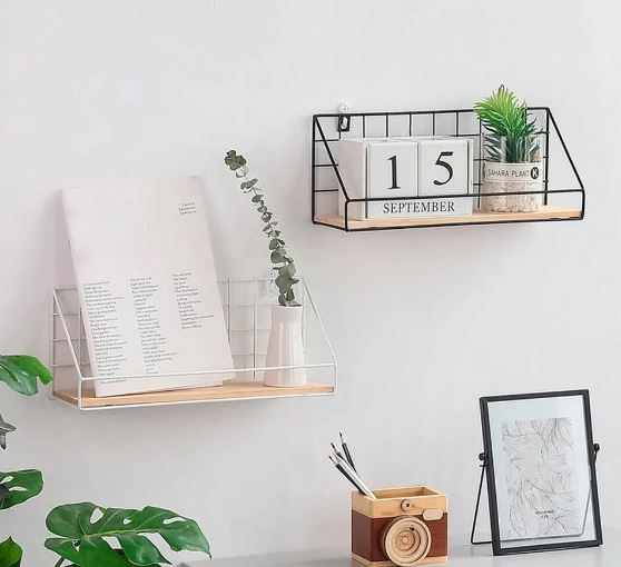 Self-Adhesive Wall Mounted Metal Wire Home Decor Storage Shelves