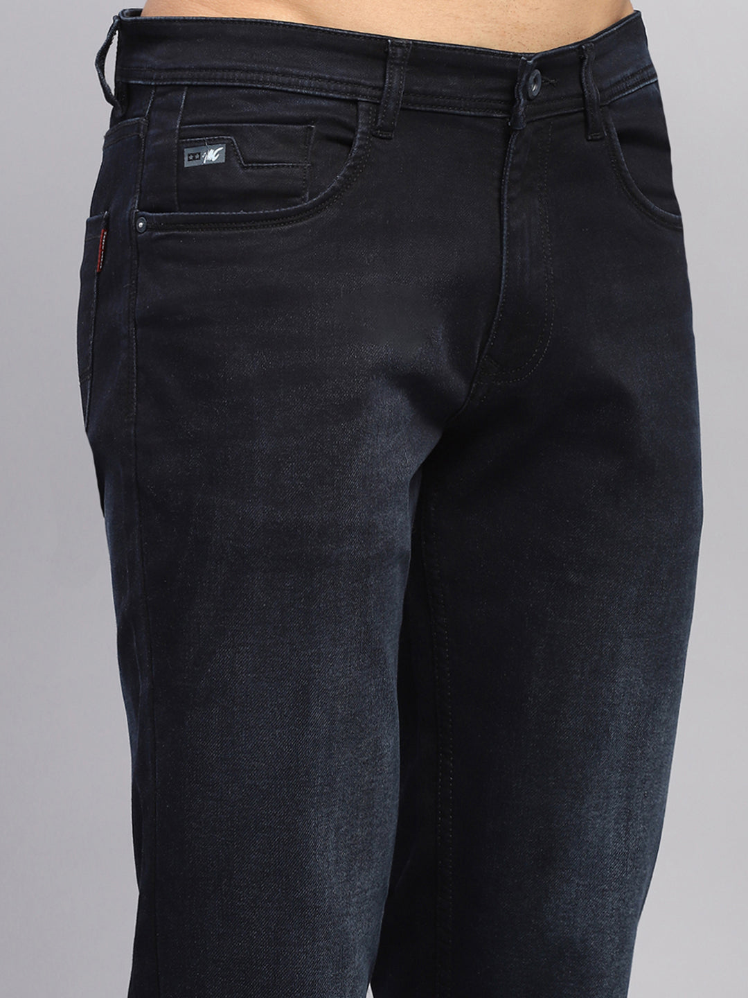 Men Blue Solid Straight Fit Denim