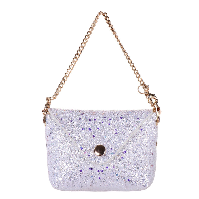 Women's Pu Leather Glittery Elegant Streetwear Square Flip Cover Shoulder Bag