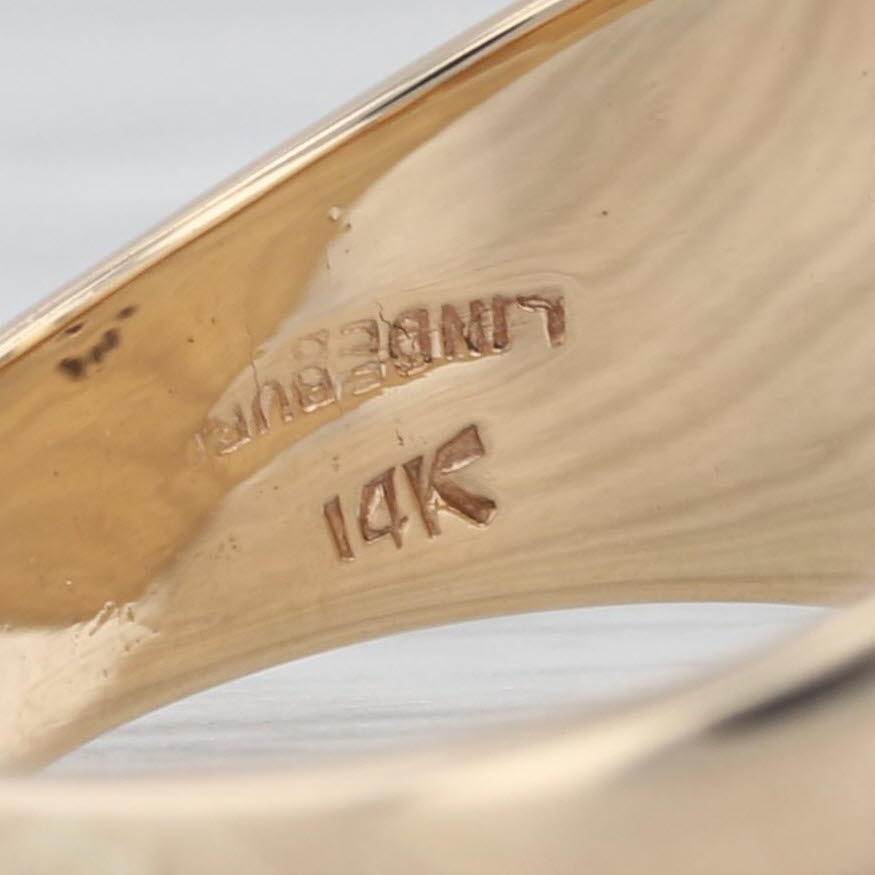 Vintage Past Master Ring 14k Gold Diamond Masonic Signet Cigar Band Size 11.5