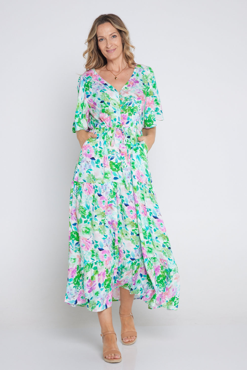 Quinn Maxi Dress - Jade/Amethyst Floral