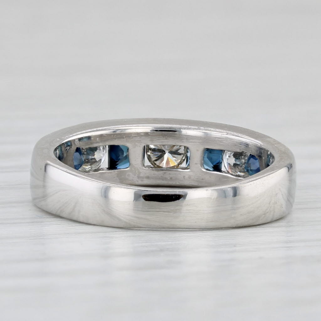 1ctw Blue Sapphire Diamond Ring 950 Platinum Wedding Band Size 4.5-4.75