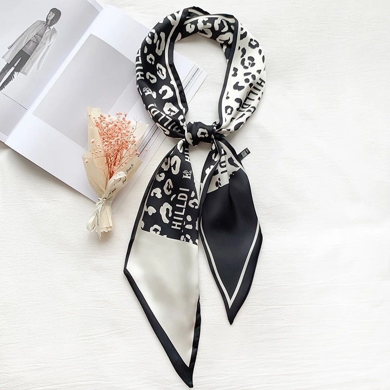 Women's Minimalist Color Block Polyester Printing Silk Scarf