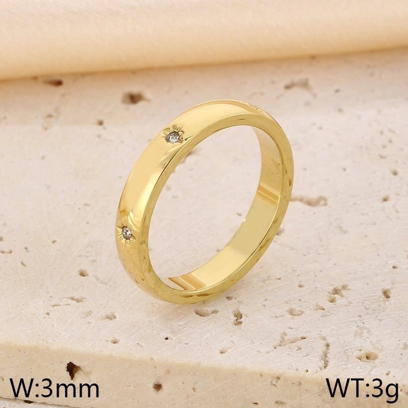 Vintage Style Minimalist Classic Style Geometric 304 Stainless Steel 18K Gold Plated Rings