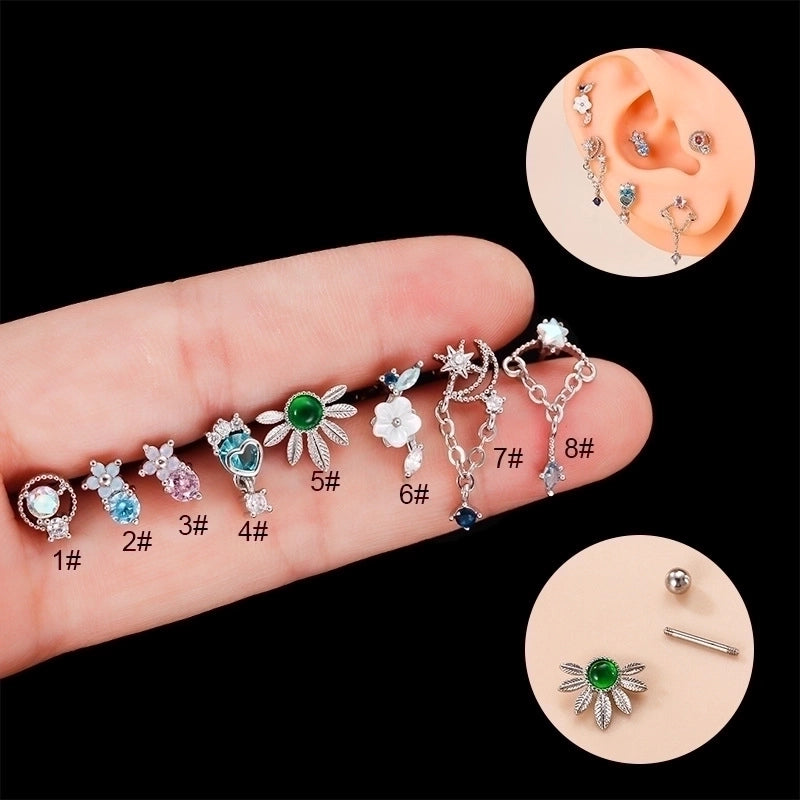 1 Piece Ear Cartilage Rings & Studs Fashion Flower 316L Stainless Steel  Copper Plating Inlay Zircon