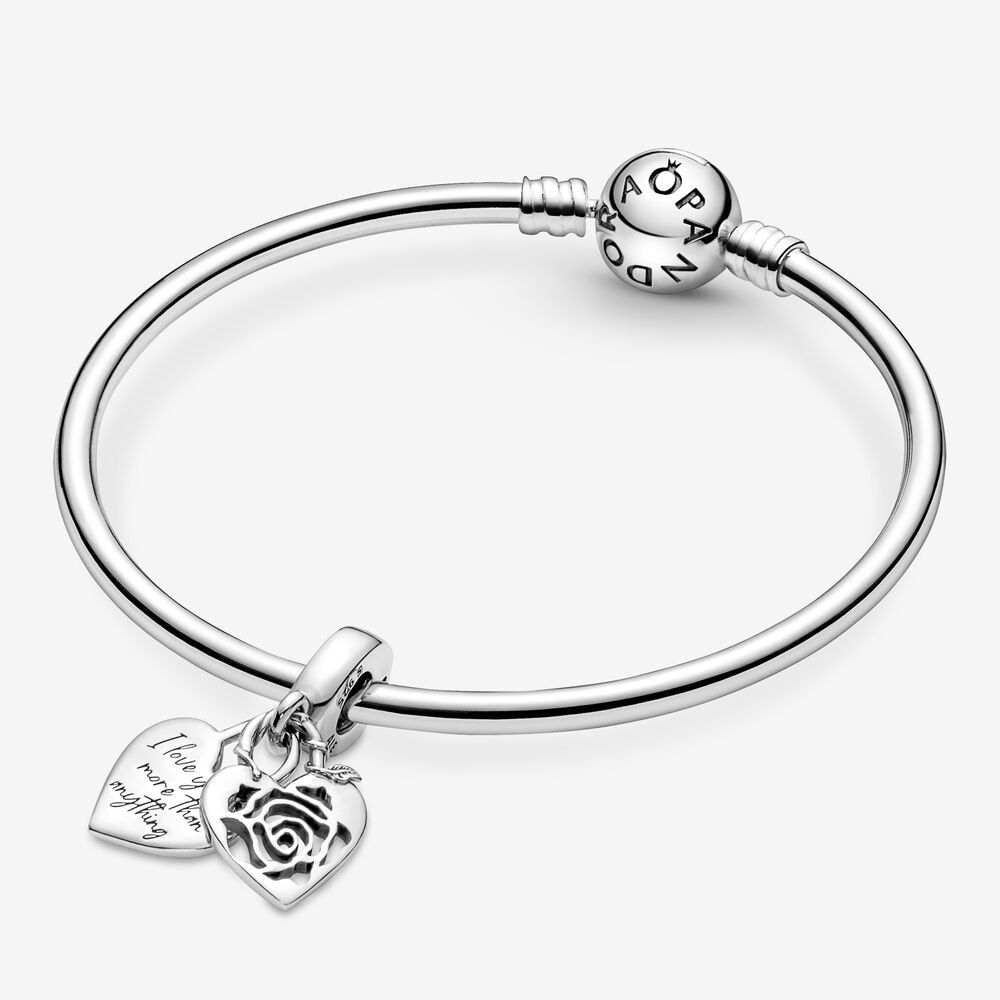 Rose Heart Padlock Dangle Pandora Charm