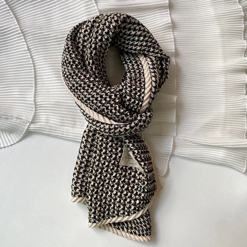 Women's Vintage Style Plaid Cotton And Linen Scarf