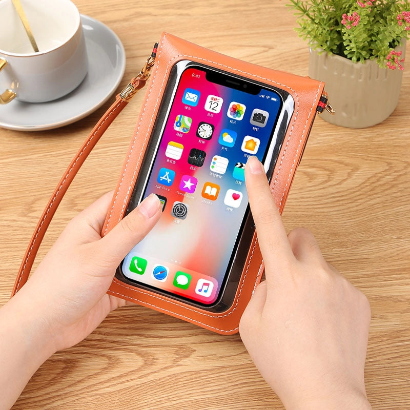 Women's Pu Leather Solid Color Basic Sewing Thread Square Magnetic Buckle Phone Wallets