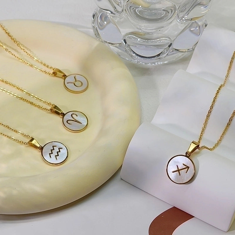 Stainless Steel 18K Gold Plated Basic Plating Constellation Shell Pendant Necklace
