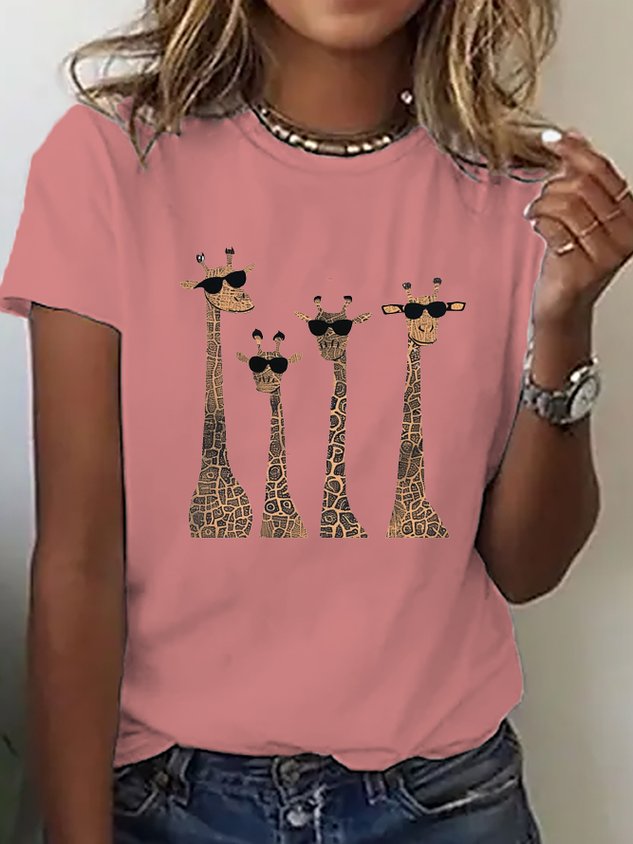 Giraff Crew Neck Loose Casual T-Shirt