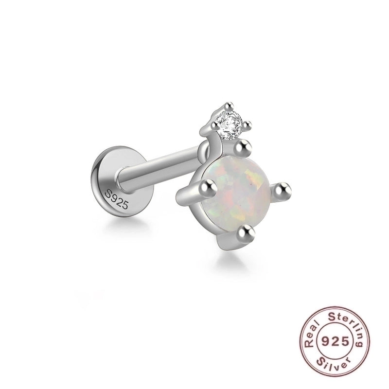 1 Piece Ear Cartilage Rings & Studs Fashion Square Water Droplets Paw Print Silver Inlay Zircon