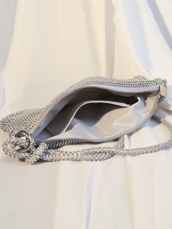 Knot Rhine Stones Zipper Handbags