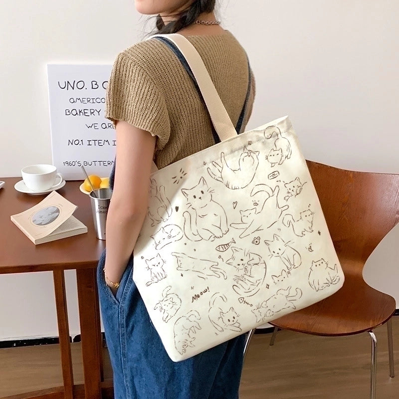 Women's Cute Cartoon Canvas Shopping Bags