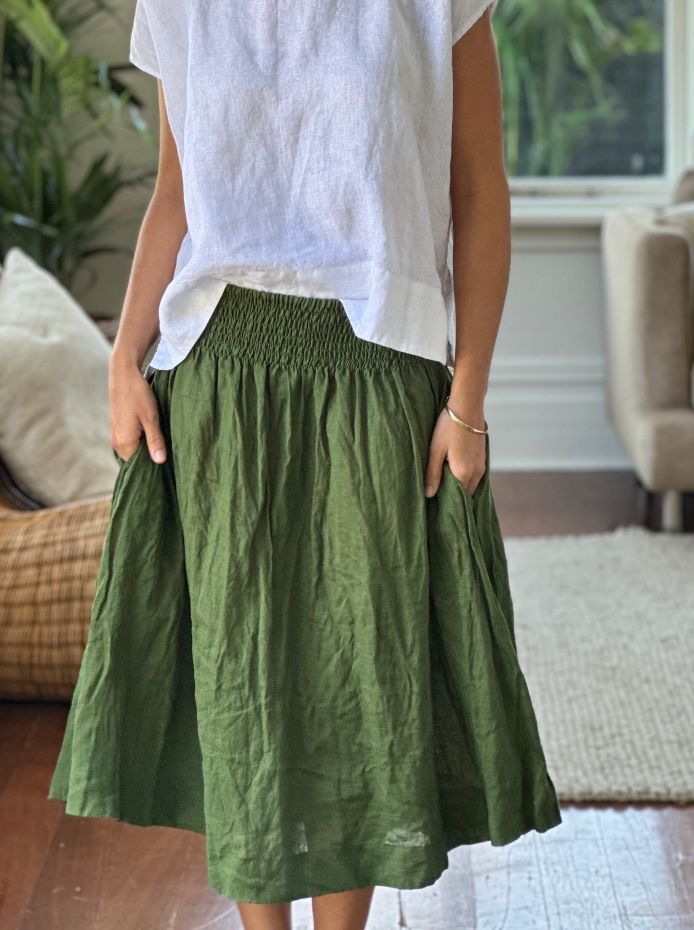 lola skirt - moss linen