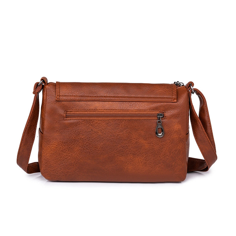 Women's Bag New Fashion Crossbody Shoulder Women's Bag Bags Middle-aged Mother Soft Leather Small Square Bag