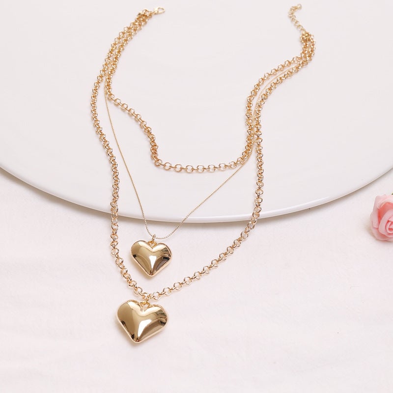 Fashion Chain Heart Alloy Electroplating Necklaces