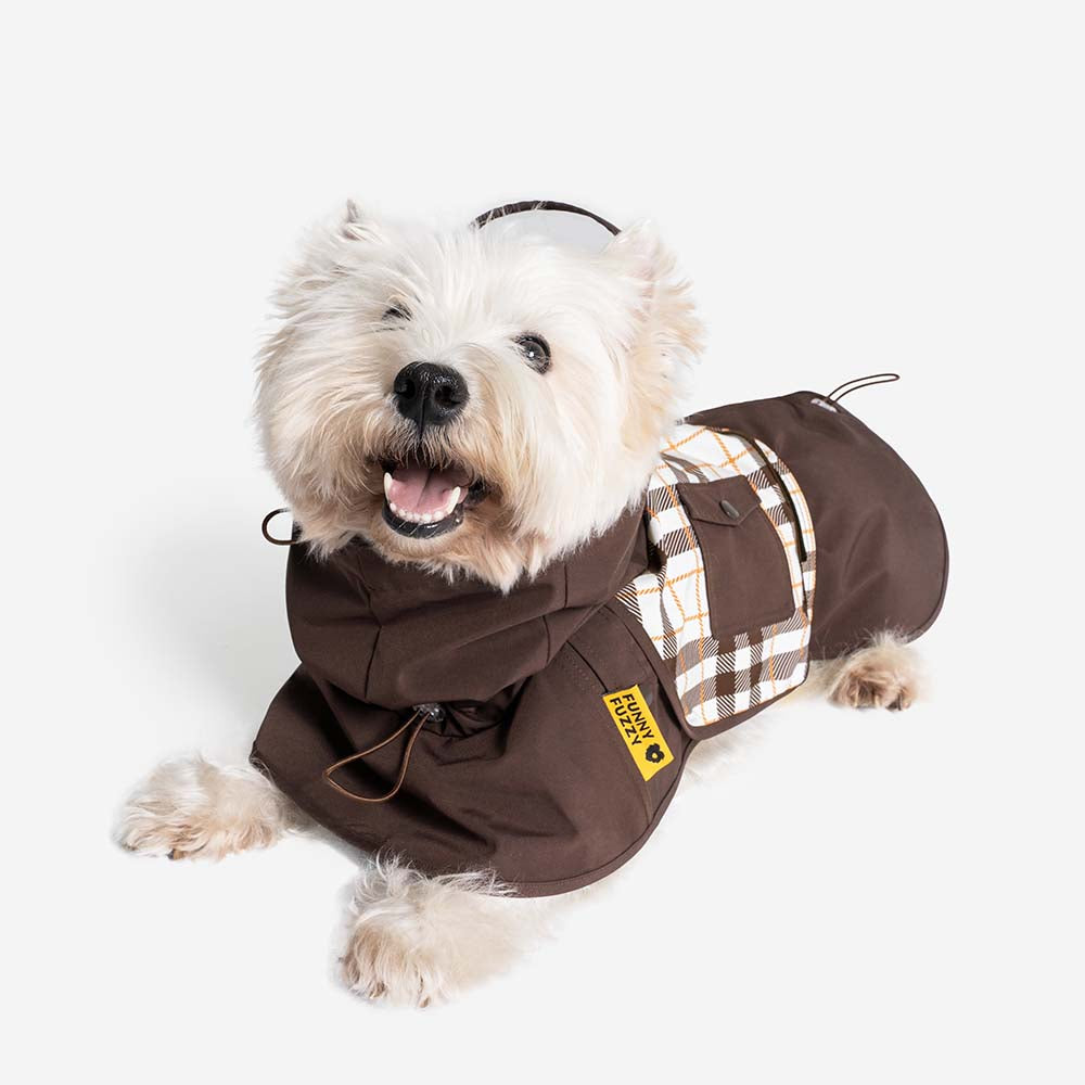 Waterproof Vintage Plaid Adjustable Dog Raincoat - All-Weather Protection