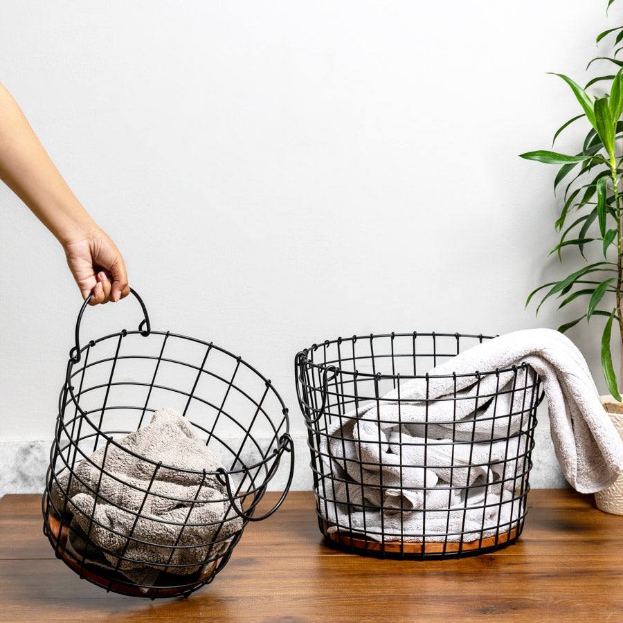 Metal Storage Baskets. Set of 2 - Black