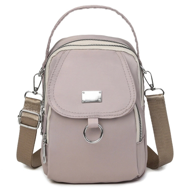 Women's Small Nylon Solid Color Basic Zipper Shoulder Bag