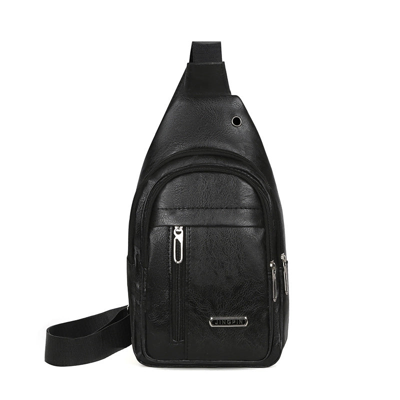 Men's Vintage Style Solid Color Pu Leather Waterproof Waist Bags