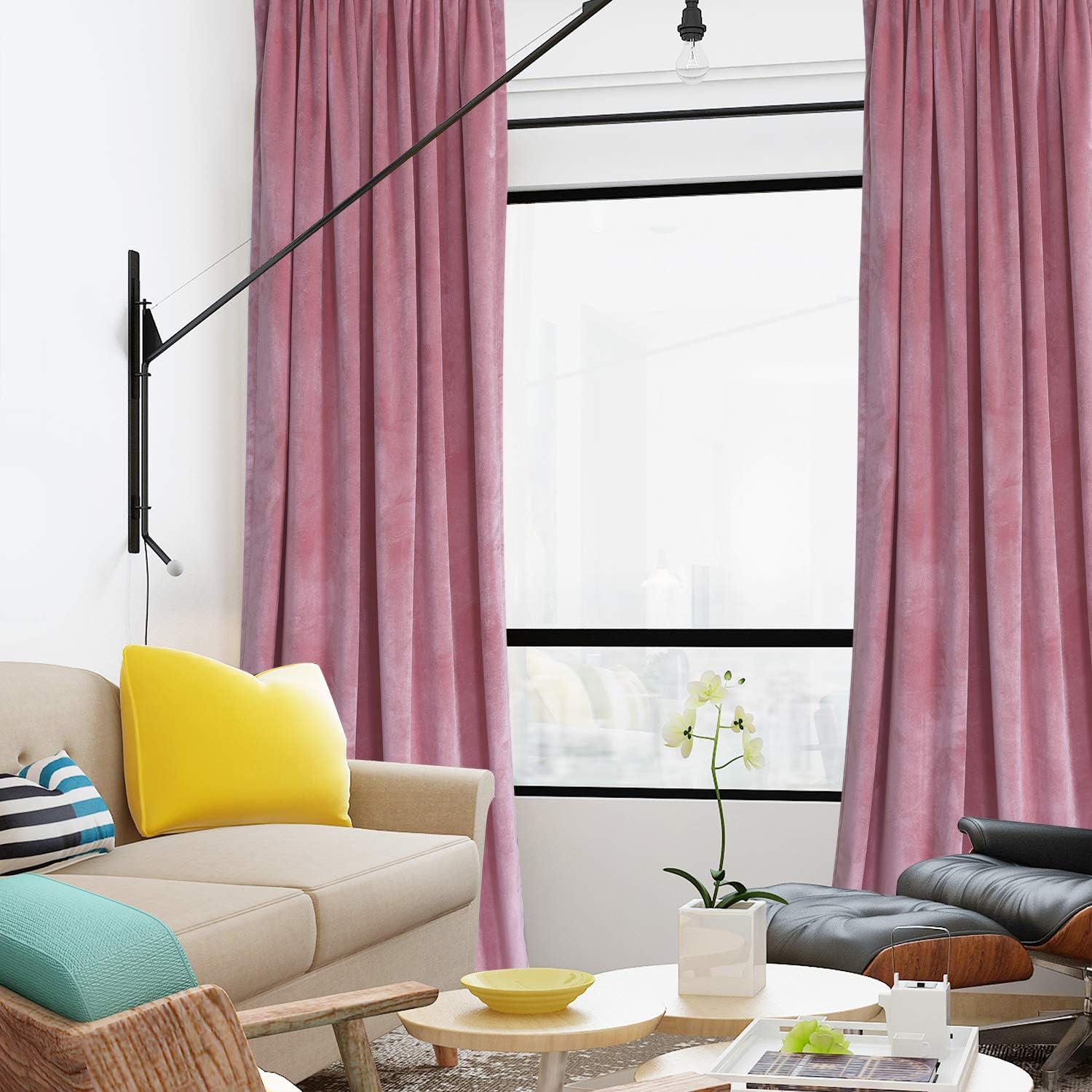 Pink-Velvet Window Curtains (Ultra Soft)