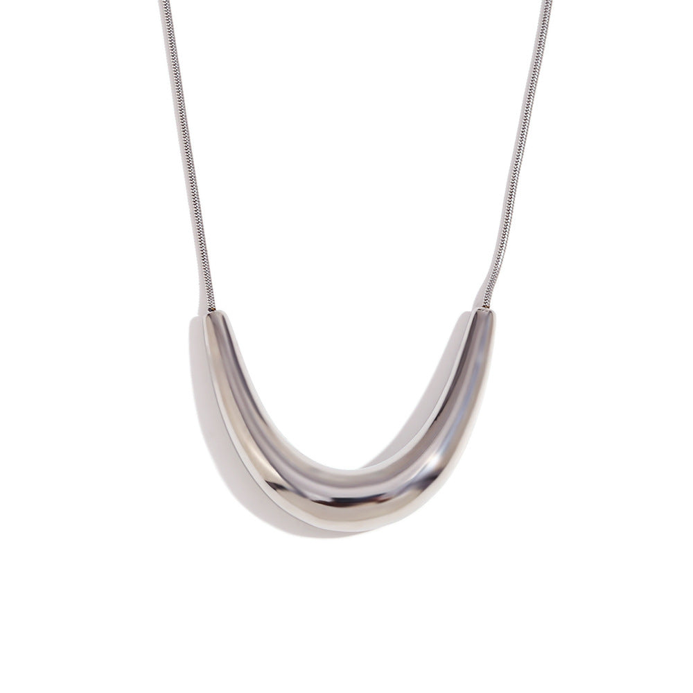 Minimalist Circle Geometric Stainless Steel 18K Gold Plated Necklaces