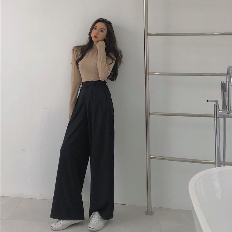 Female Solid Wide Leg Pants