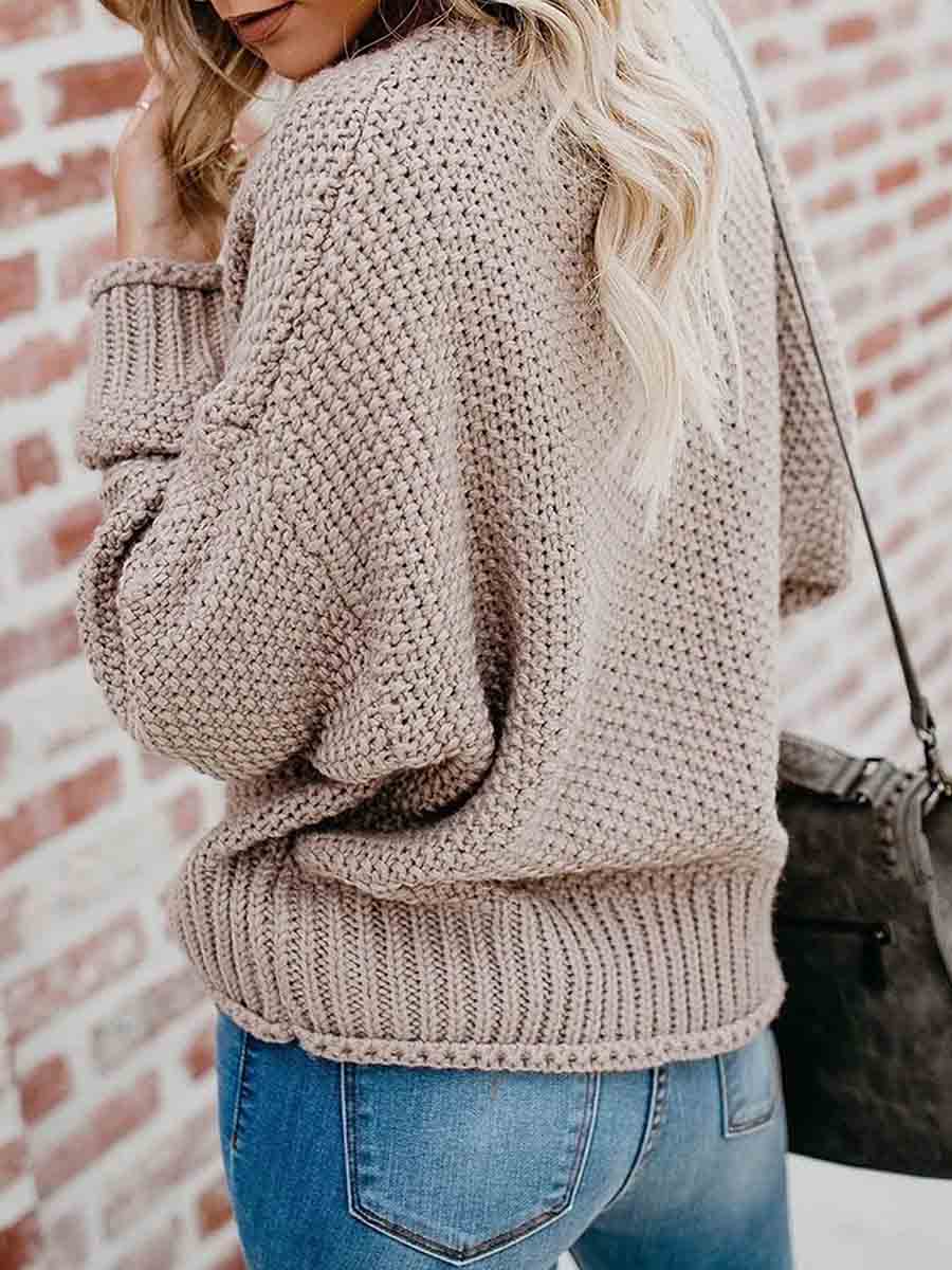 Loose Knit V-neck Sweater