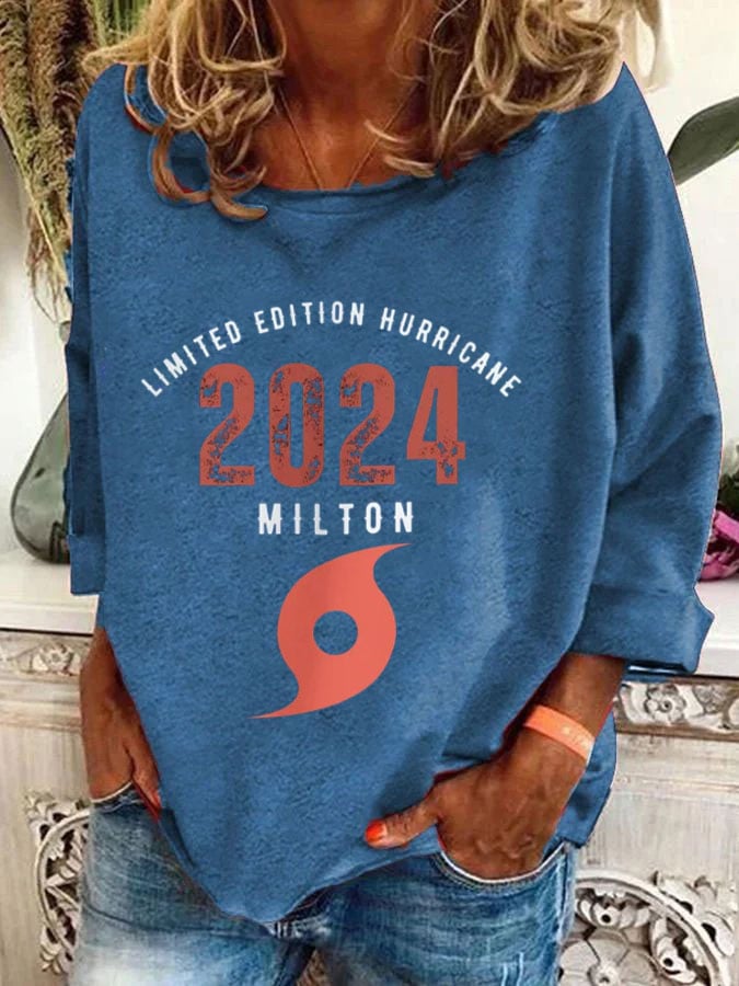 Women's Hurricane Milton Survivors Print Casual Sweatshirt