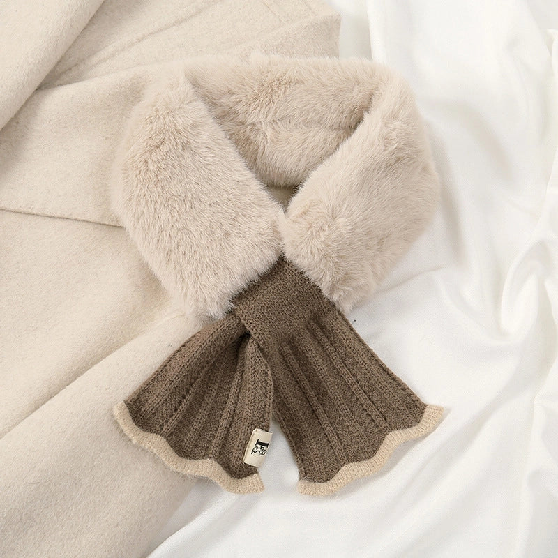 Women's Minimalist Classic Style Solid Color Faux Rabbit Fur Scarf