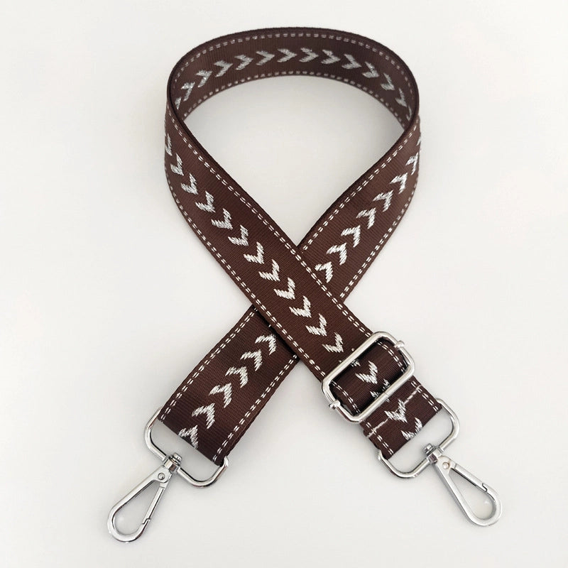 New Nylon Silver String Arrow Wide Shoulder Strap Adjustable Shoulder Crossbody Women Bag Accessories Bag Strap Replacement Long Strap