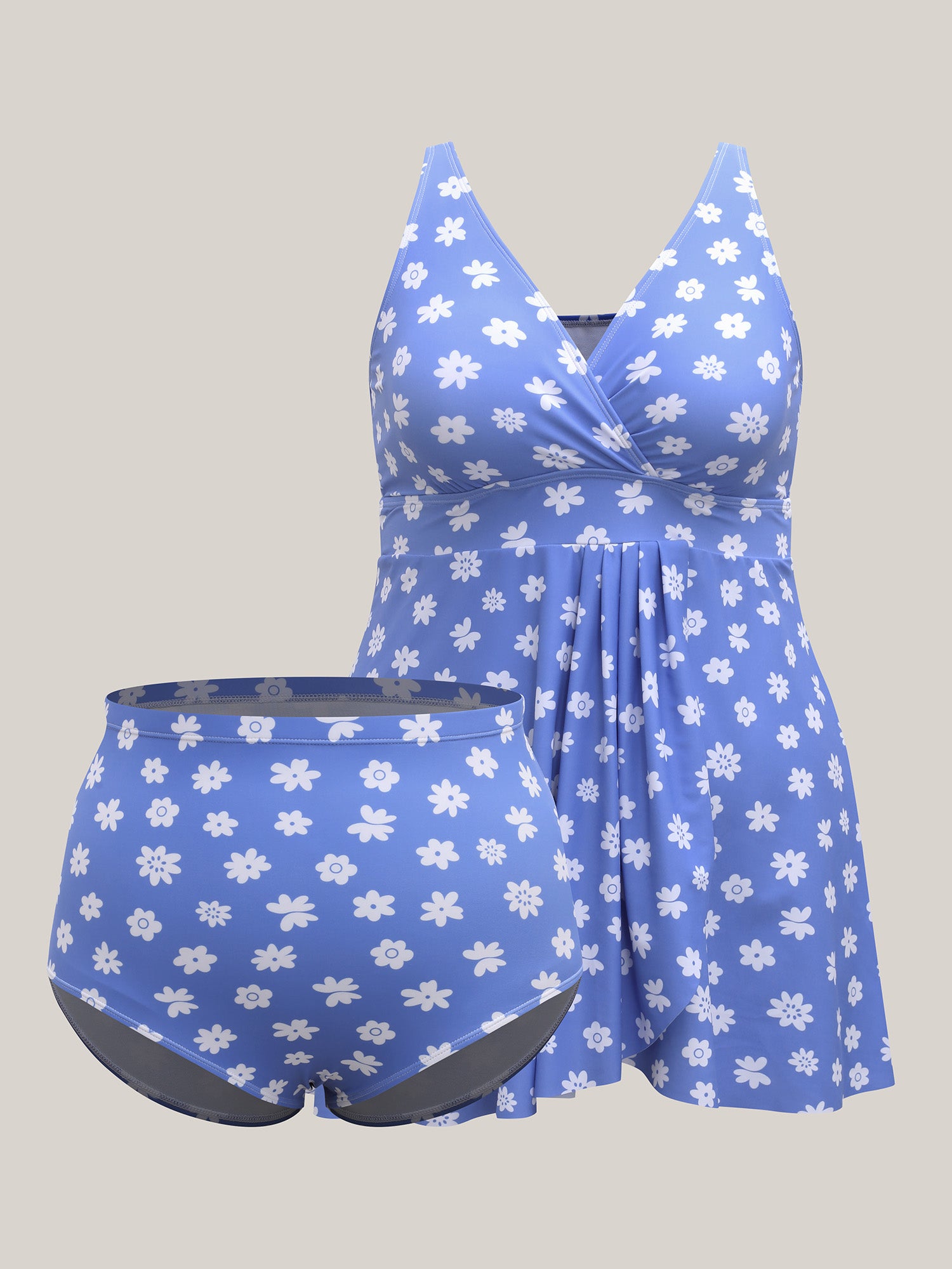 Sweet Floral Print Pendulum Hem Swim Dress