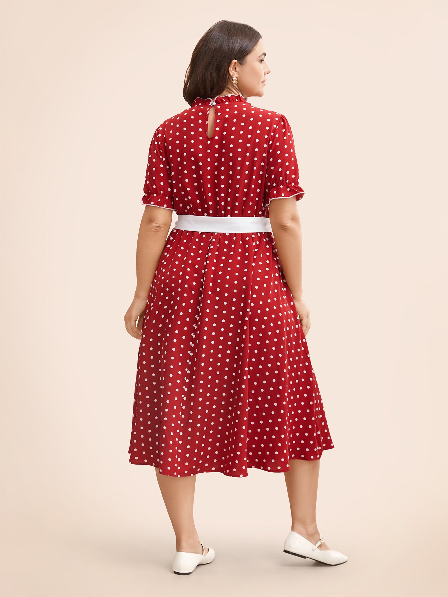 Bow Polka Dot Midi Dress