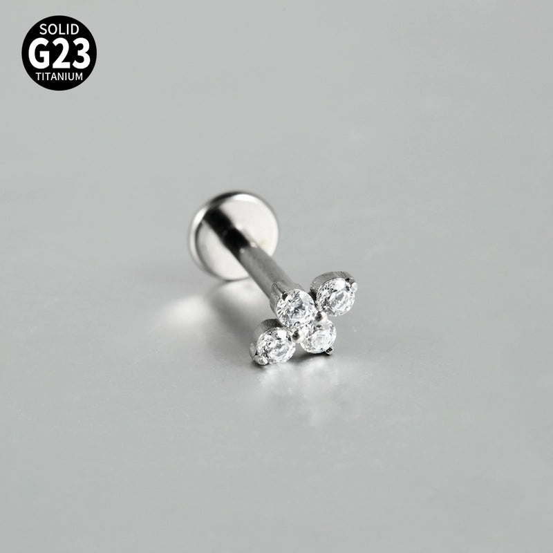 2 Pieces 3 Pieces Lip Rings Casual Elegant Vacation Triangle Flower G23 Titanium Zircon Zircon 18K Gold Plated Lip Rings Ear Cartilage Rings & Studs
