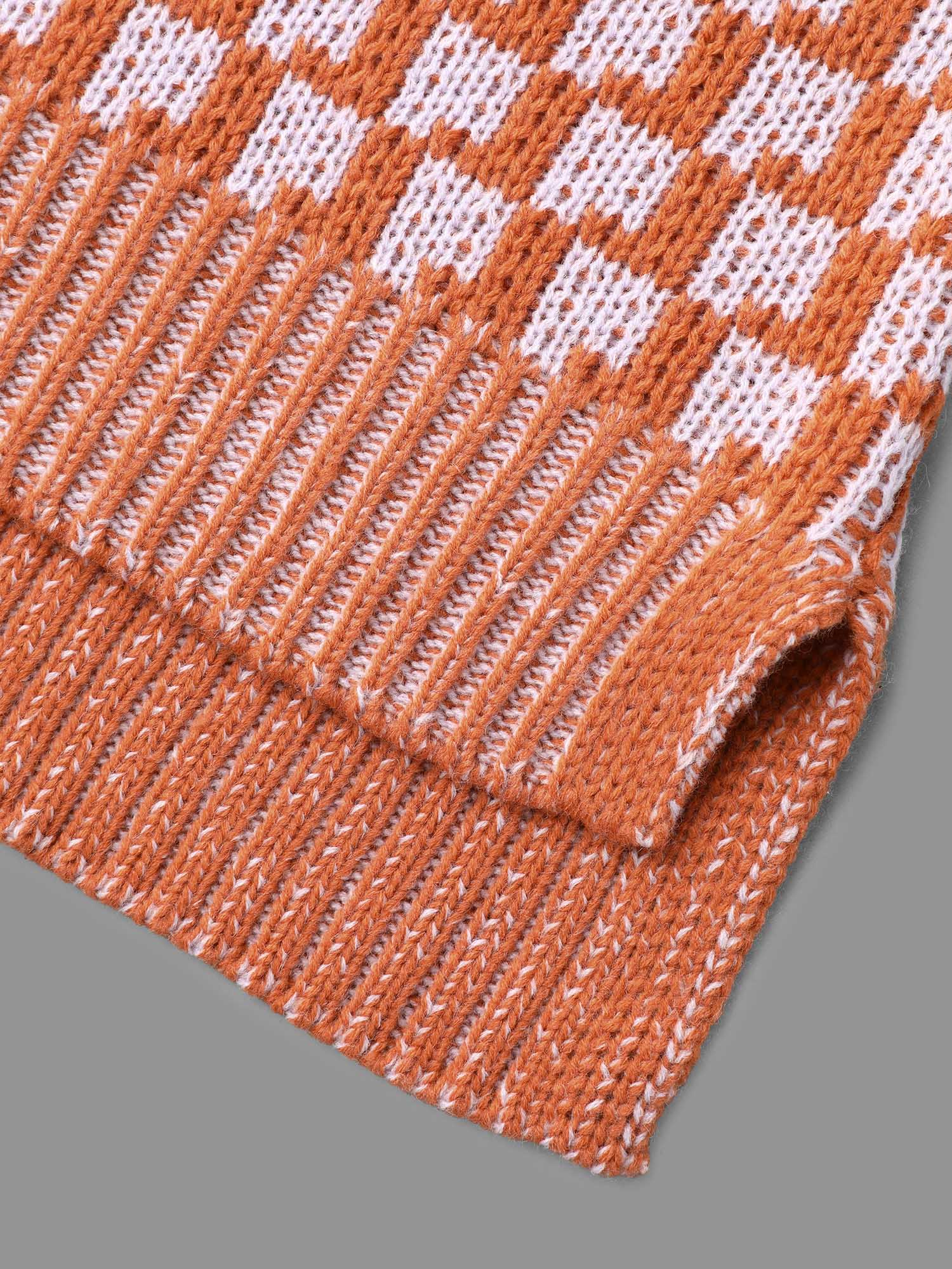 Textured Color Contrast Side-Slit Pullover