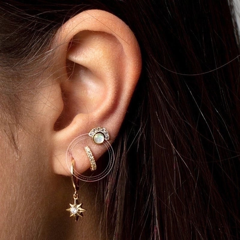 Fashion Geometric Plating Metal Artificial Gemstones Copper Earrings